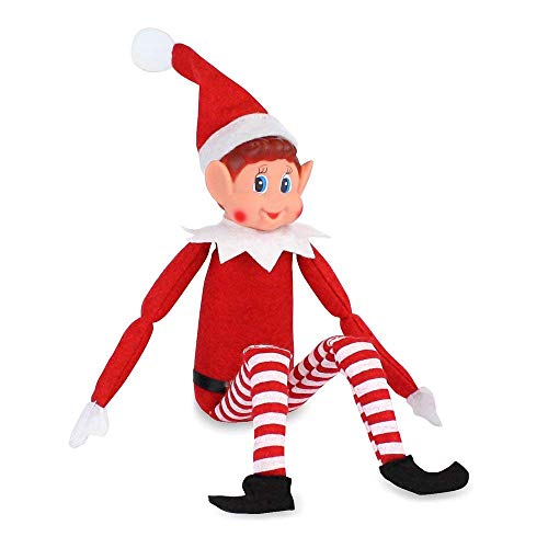 Elfie (Boy) and Elvie (Girl) Set Fun and Playful Elves Behavin' Badly Figure with Soft Body and Vinyl Face-Set of 2, Red