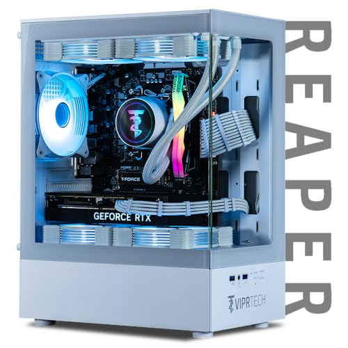 ViprTech Reaper 3.0 Liquid-Cooled PC - AMD Ryzen 7 7700 (5.3Ghz Turbo), RTX 4070 Super 12GB, 32GB DDR5 6400, 2TB NVMe SSD, 800W Gold, VR-Ready, WiFi BT, Win 11, Gaming Desktop Computer Black