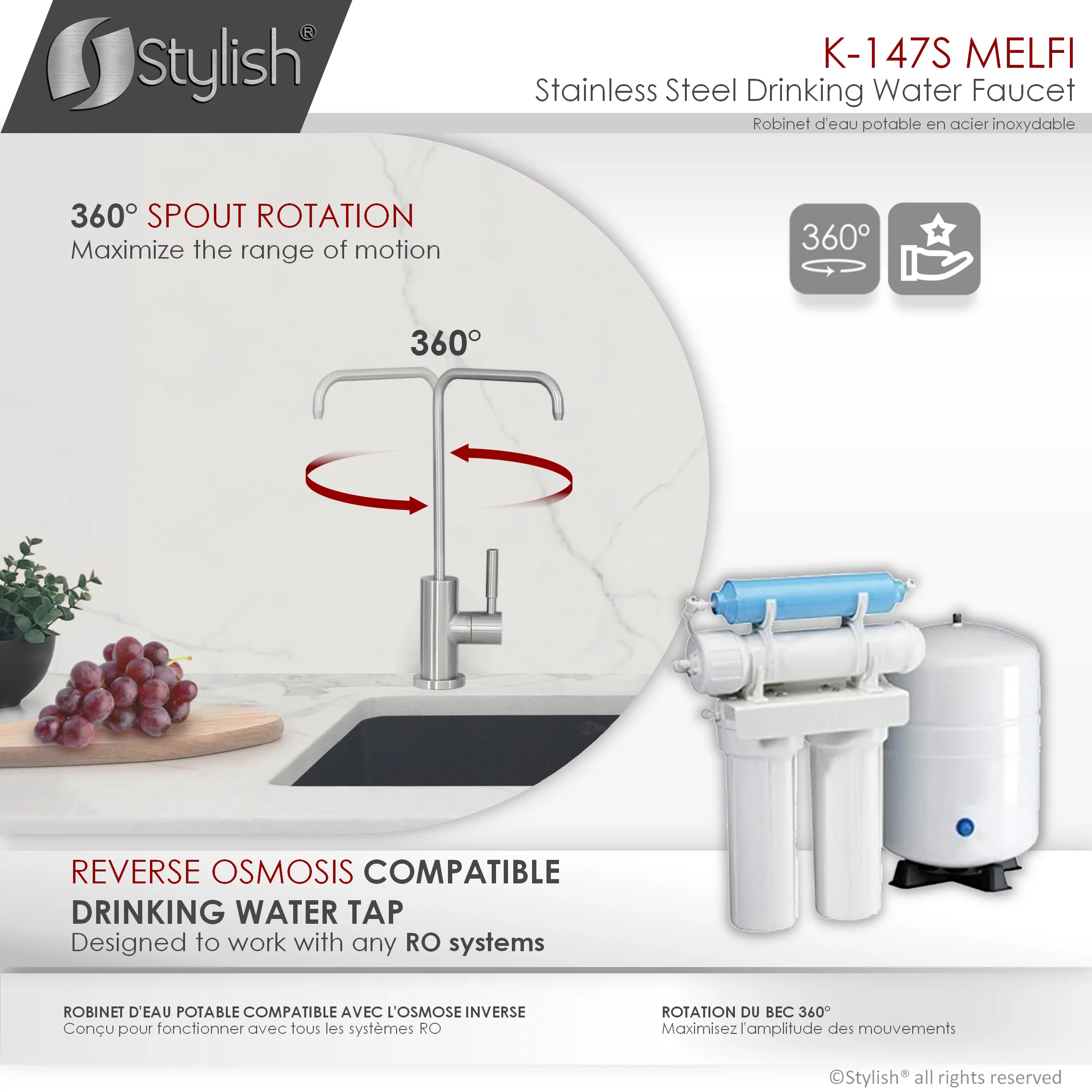 Single Handle Cold Water Tap - Stainless Steel Finish by Stylish® K-147S