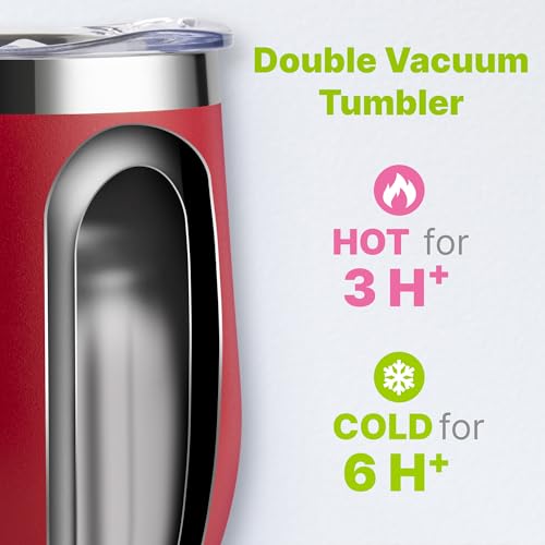Tumbler with Lid and Straw-12 oz Stainless Steel Double Wall Vacuum Insulated Tumbler Cup with Handle (Canyon Red-Sky Blue)