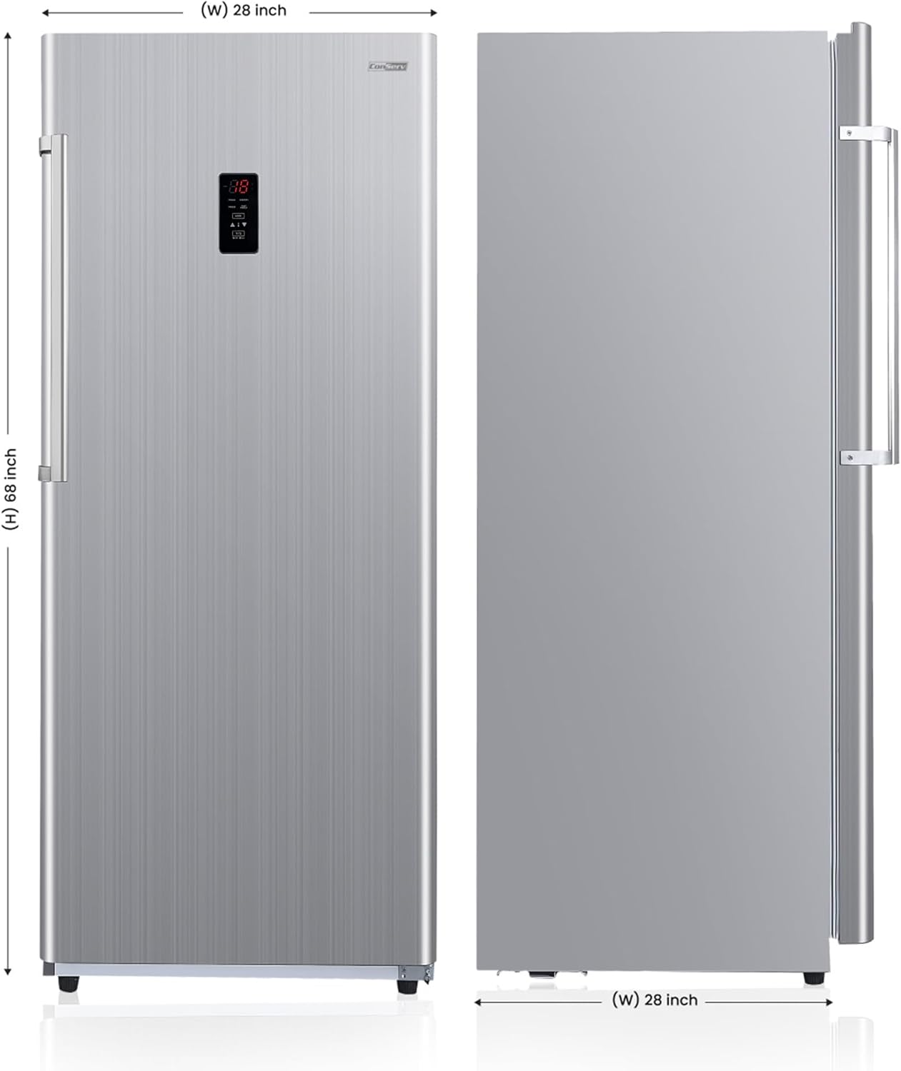 14cf Upright Freezer CONVERTIBLE REF Garage Ready 28in wide 110V (Stainless)