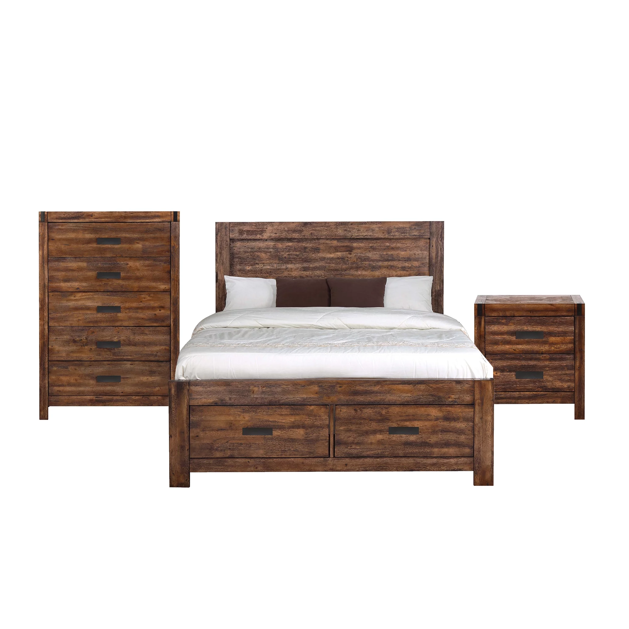 Picket House Furnishings Wren King 3PC Platform Storage Bedroom Set In Chestnut