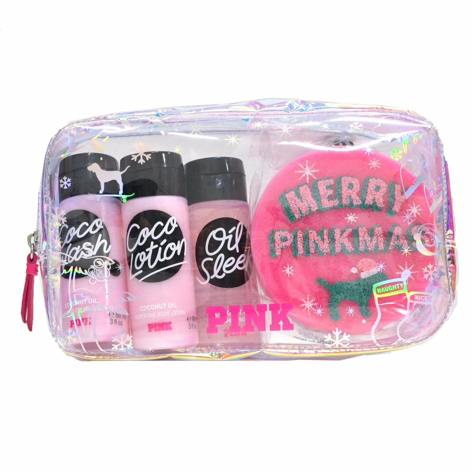 Victoria's Secret Pink Gift Set 3 Piece Coconut Oil Body Care & Sponge