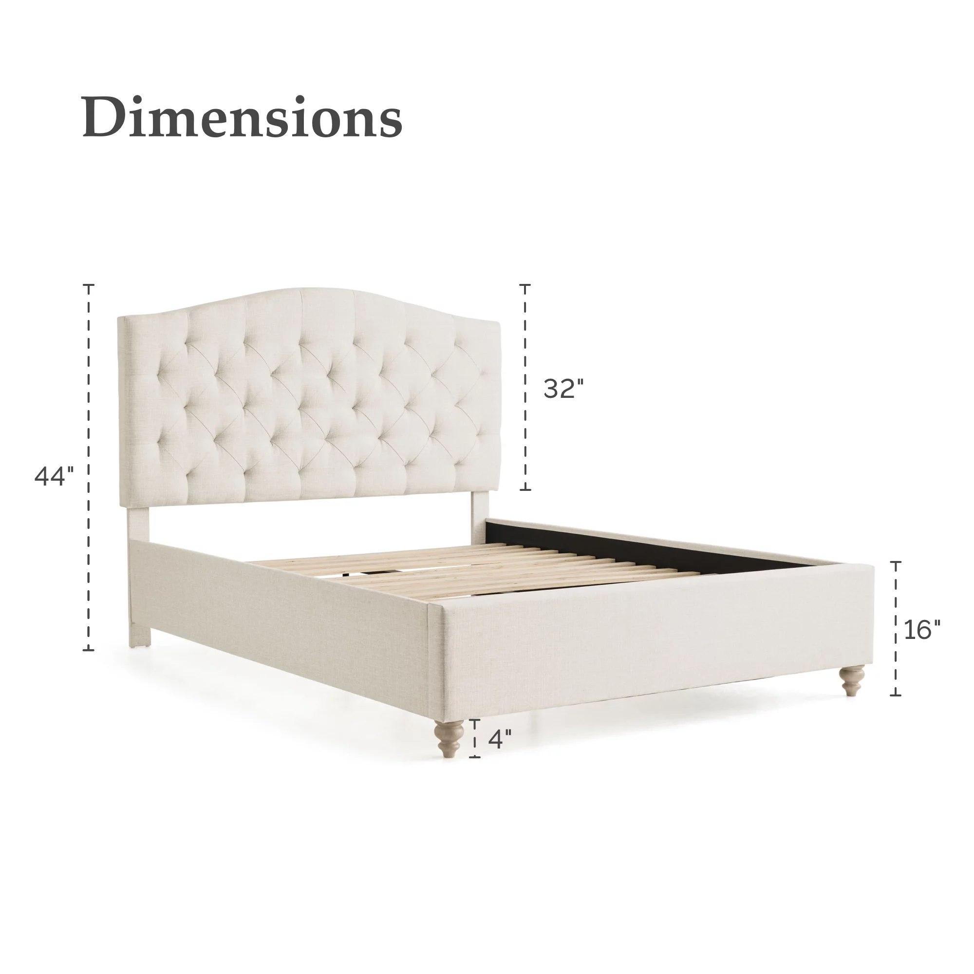 My Texas House Anna Upholstered Diamond Tufted Platform Bed, Queen, Oat