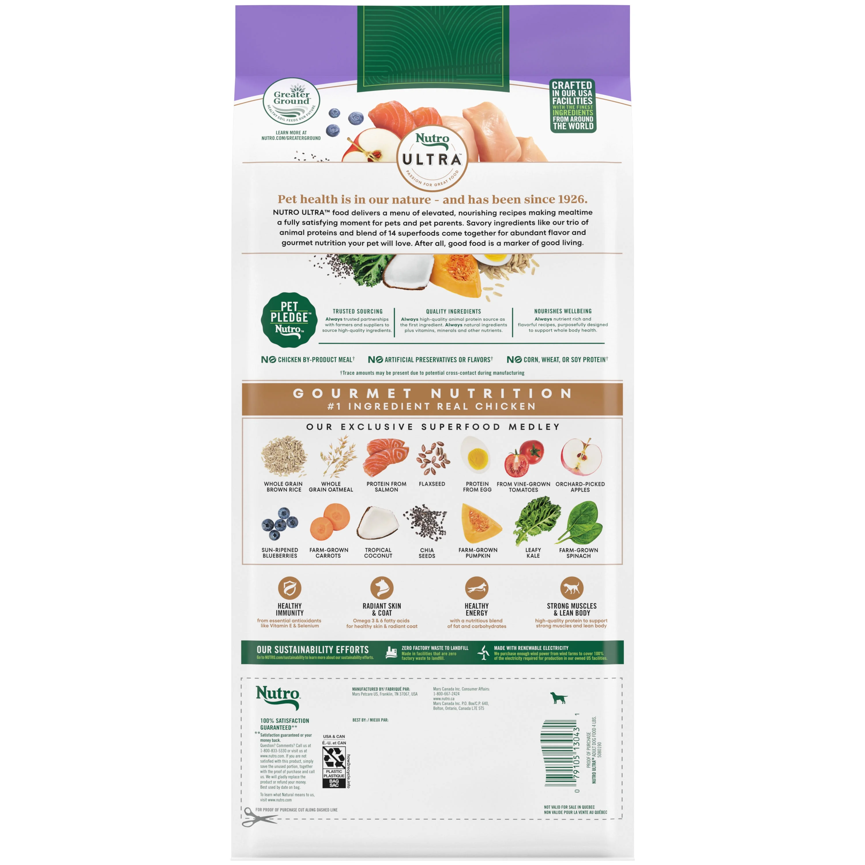 Nutro Ultra Adult Dry Dog Food With A Trio Of Proteins From Chicken, Lamb And Salmon, 4 Lb. Bag