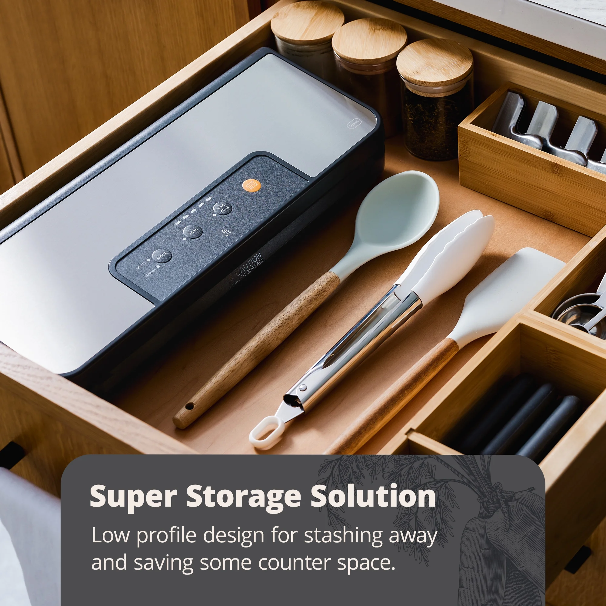 Greater Goods Vacuum Sealer Machine for Sous Vide Cooker, Freezer Bags, and More, with 1 Roll of Vacuum Seal Bags (Onyx Black)