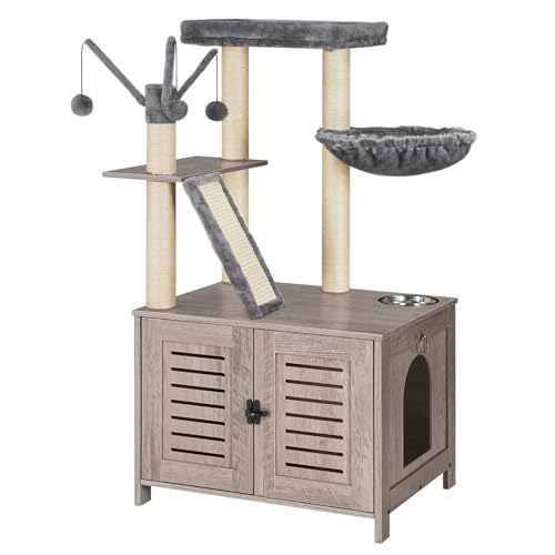 HOOBRO Cat Tree with Litter Box Enclosure, 44