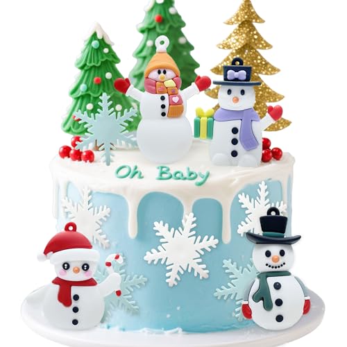 7 Pack Merry Christmas Cake Toppers Bear Christmas Tree Cake Topper Picks for Merry Christma Bear Party Decorations Supplies for Birthday Baby Shower