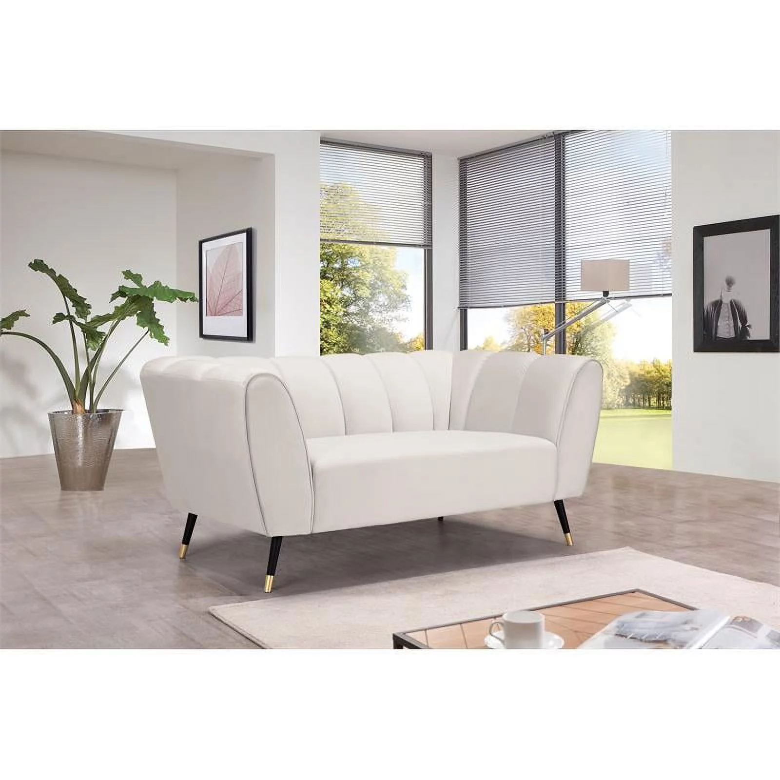 Meridian Furniture Beaumont Cream Velvet Loveseat