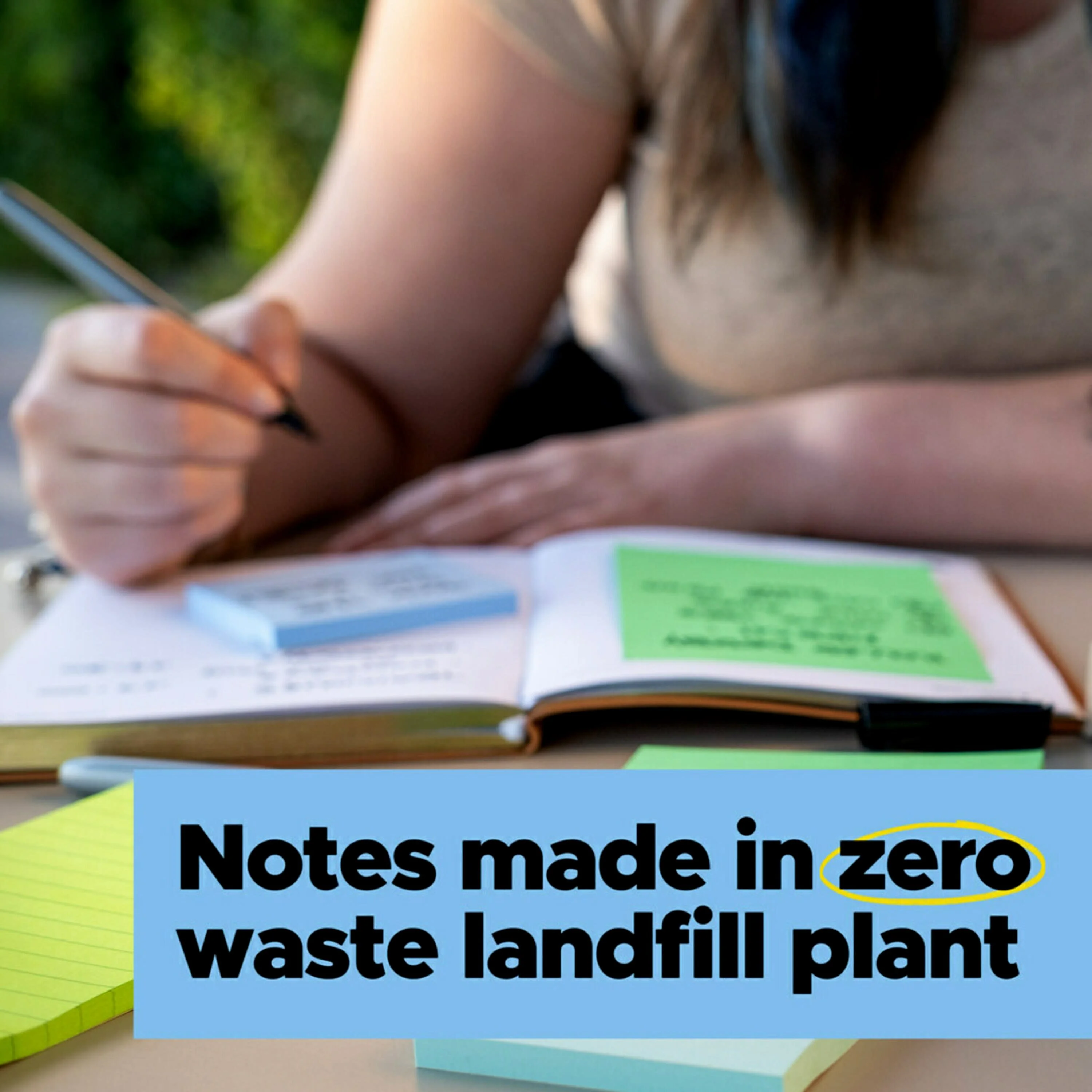 Post-it 100% Recycled Paper Super Sticky Notes, Oasis, 5 Pads