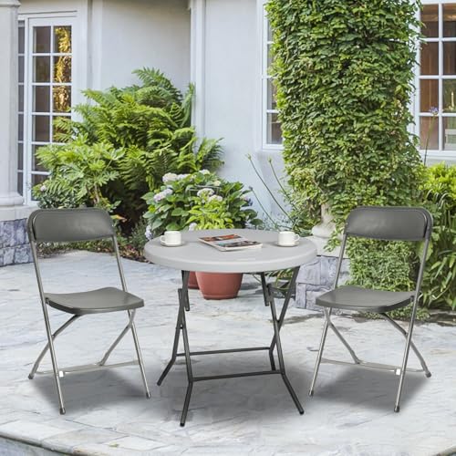 10 Pack Black Plastic Folding Chairs, Portable Party Chairs, Stackable Commercial Seats with Steel Frame for Home Office Wedding Party Indoor Outdoor Events Chairs, 350lbs Capacity