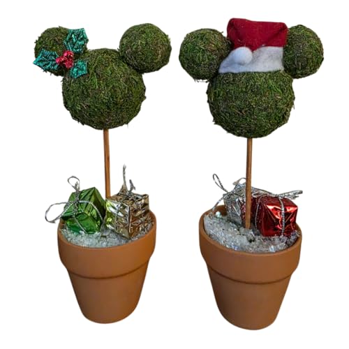 Minnie & Mickey Seasonal Topiary Set, 6 inch, Holiday Themed Decor - Halloween, Christmas, Fall, Great Decor for Home, Wedding, Office, Bathroom, Tiered Trays (1, Fall)