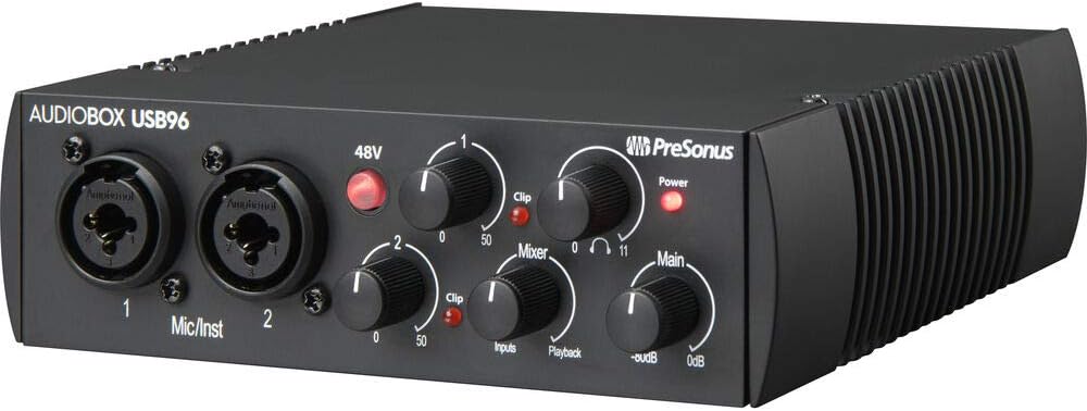 Presonus AudioBox 96 Studio Audio Interface with Creative Software Kit and Studio Bundle and CR5-X Pair Studio Monitors with Isolation Pads with and 1/4 Cables