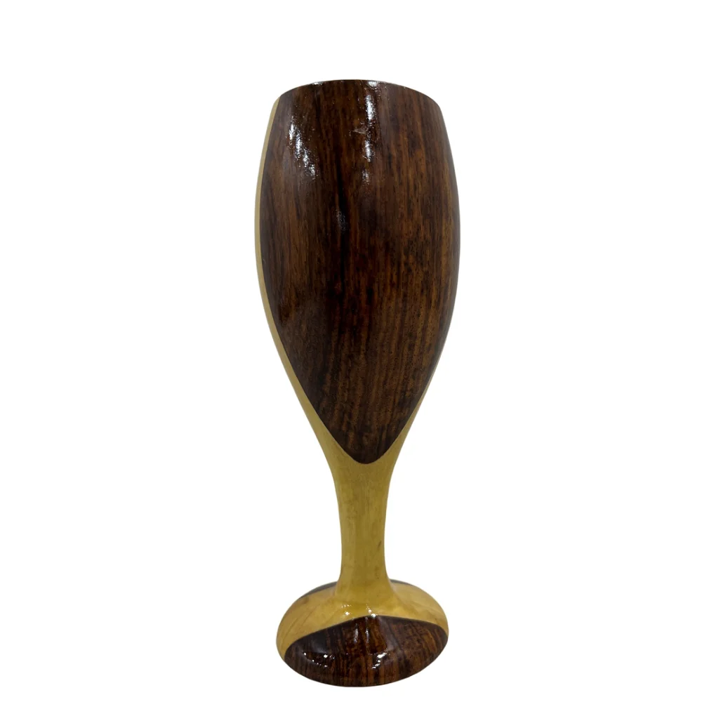 CollectiblesBuy Handmade Wooden Goblet Mango and Teak Wood Wine Drinking Glass Light and Dark Brown