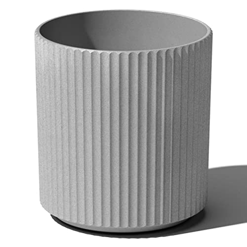 Veradek Round Demi Planter Pots for Indoor/Outdoor Garden Use | Made from Plastic - Concrete Mix with Drainage Holes | Perfect for Small to Large Succulent Plants, Flowers, Modern Interior Plants