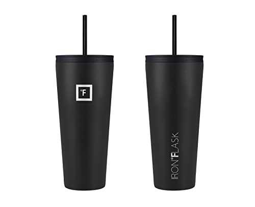 IRON °FLASK Classic Tumbler - Vacuum Insulated Stainless Steel Water Bottle, Double Walled, Drinking Cup, Insulated Travel Mug (Cotton Candy, 24 oz Solid Lid)