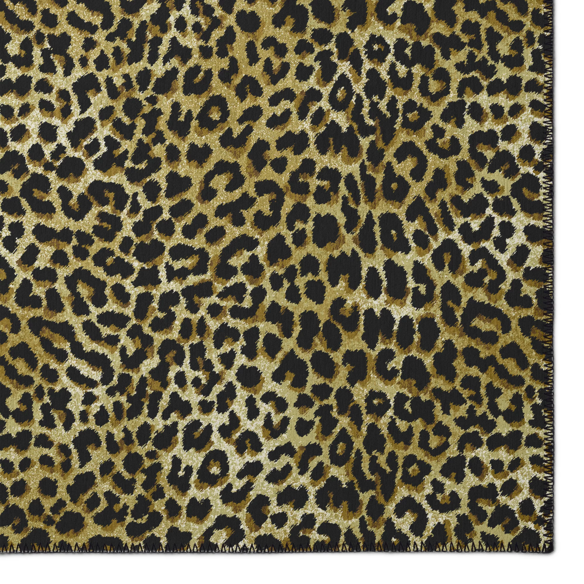 Safari Gold and Black Leopard Animal Print 9' x 12' Non-Skid Area Rug
