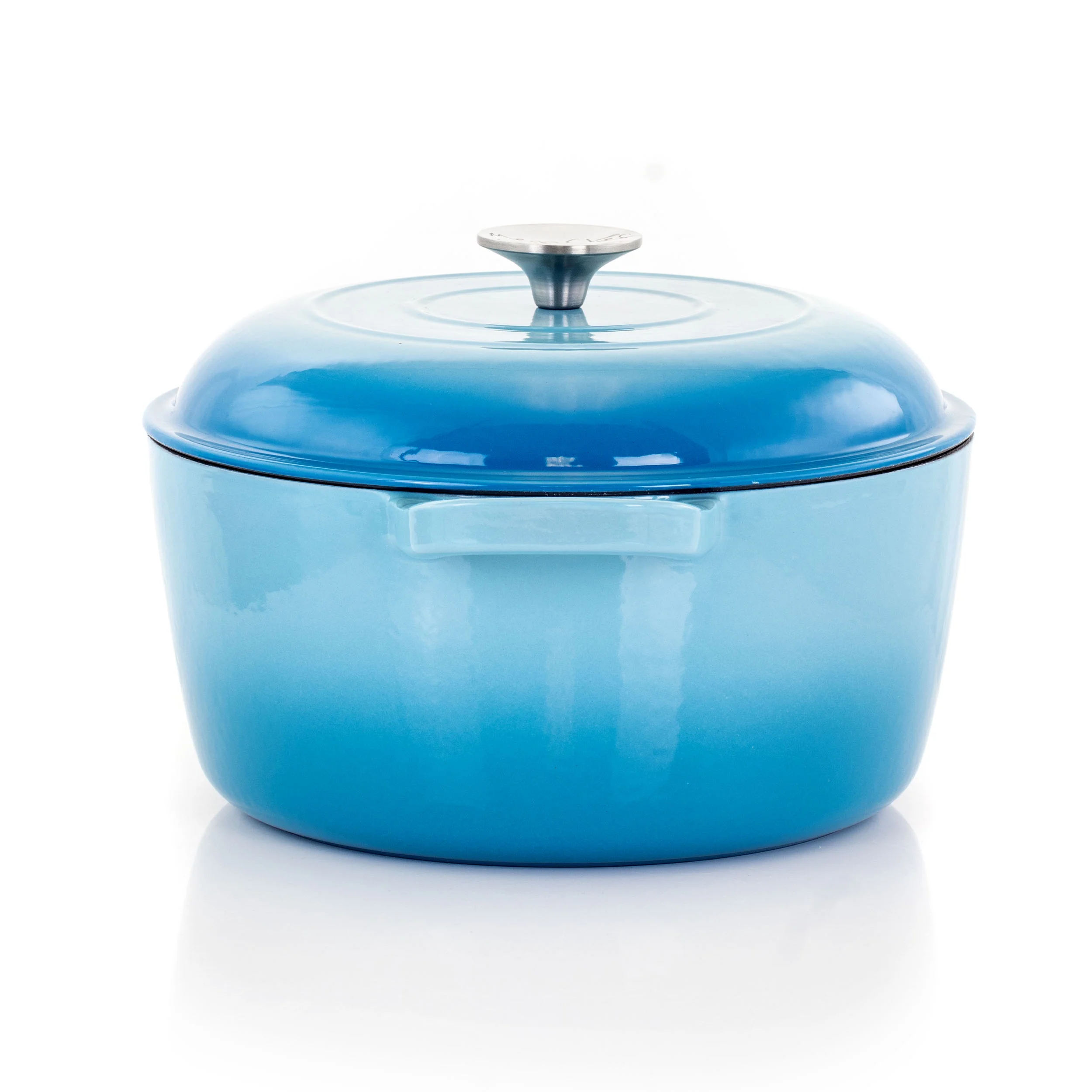 MegaChef 5 Quarts Round Enameled Cast Iron Casserole with Lid in Blue