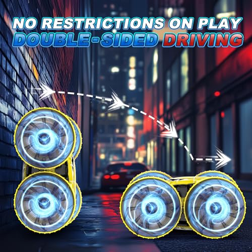 Waterproof Remote Control Car，4WD Amphibious 2.4 GHz RC Car Remote Control Boat，360°Rotation RC Stunt with LED Lights，Boys Girls Gifts All Terrain Water Beach Pool Toy