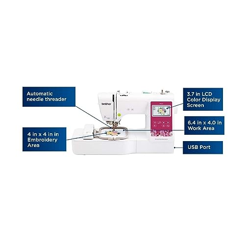 Brother Elite PE545 3.7-Inch LCD Touch Display Computerized Embroidery Machine with Sewing Bundle (3 Items)