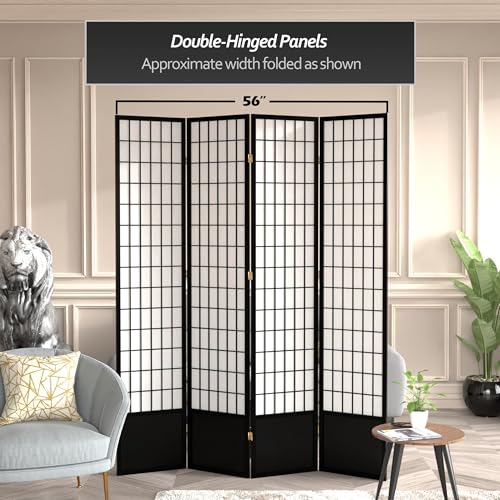 Red Lantern 7 ft. Tall Window Pane Shoji Screen-White-3 Panels Room Divider