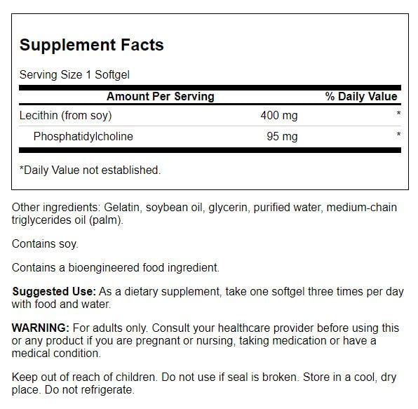 Swanson Supreme Lecithin with Phosphatidylcholine 300 Sgels