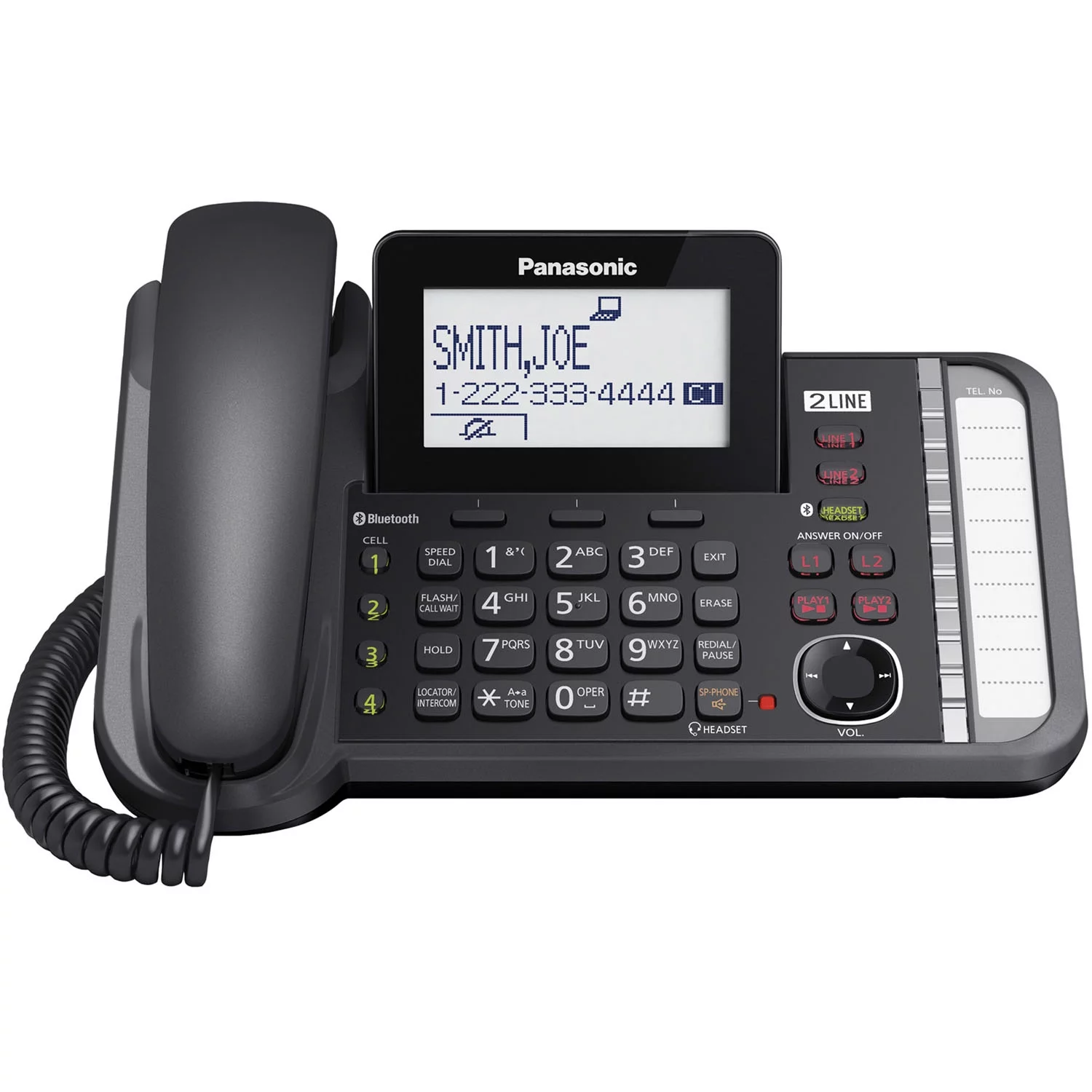 Panasonic Link2Cell KX-TG9581B DECT 6.0 Cordless Phone - Black - 2 x Phone Line - Answering Machine