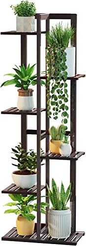 DolceLuna Plant Stand Indoor 6 Tier, Bamboo Plant Shelf Corner Display Rack, 46 Inch Tall Multiple Planter Pot Holder, Space-Saving Flower Stand for Living Room Balcony Garden Patio
