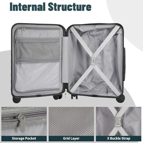 Lightweight Luggage with Spinner Wheels & YKK Zipper, 3-Piece Travel Suitcase ABS+PC Hardshell Luggage Set with TSA Lock, Light Avocado Green (20+24+28 inch)