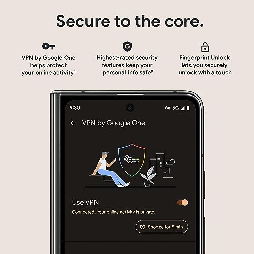 Google Pixel Fold - Verizon Android 5G Smartphone with Telephoto Lens and Ultrawide Lens - Foldable Display - 24-Hour Battery - Obsidian - 256 GB (Renewed)