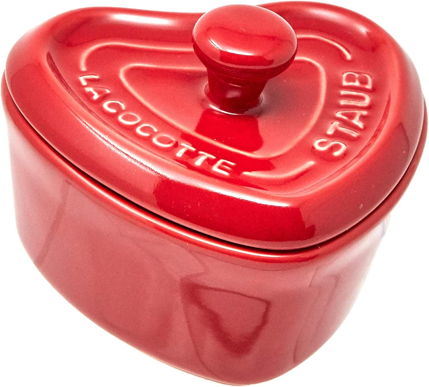 Staub Mini Ceramic Heart Cocotte with Lid, Cherry Red