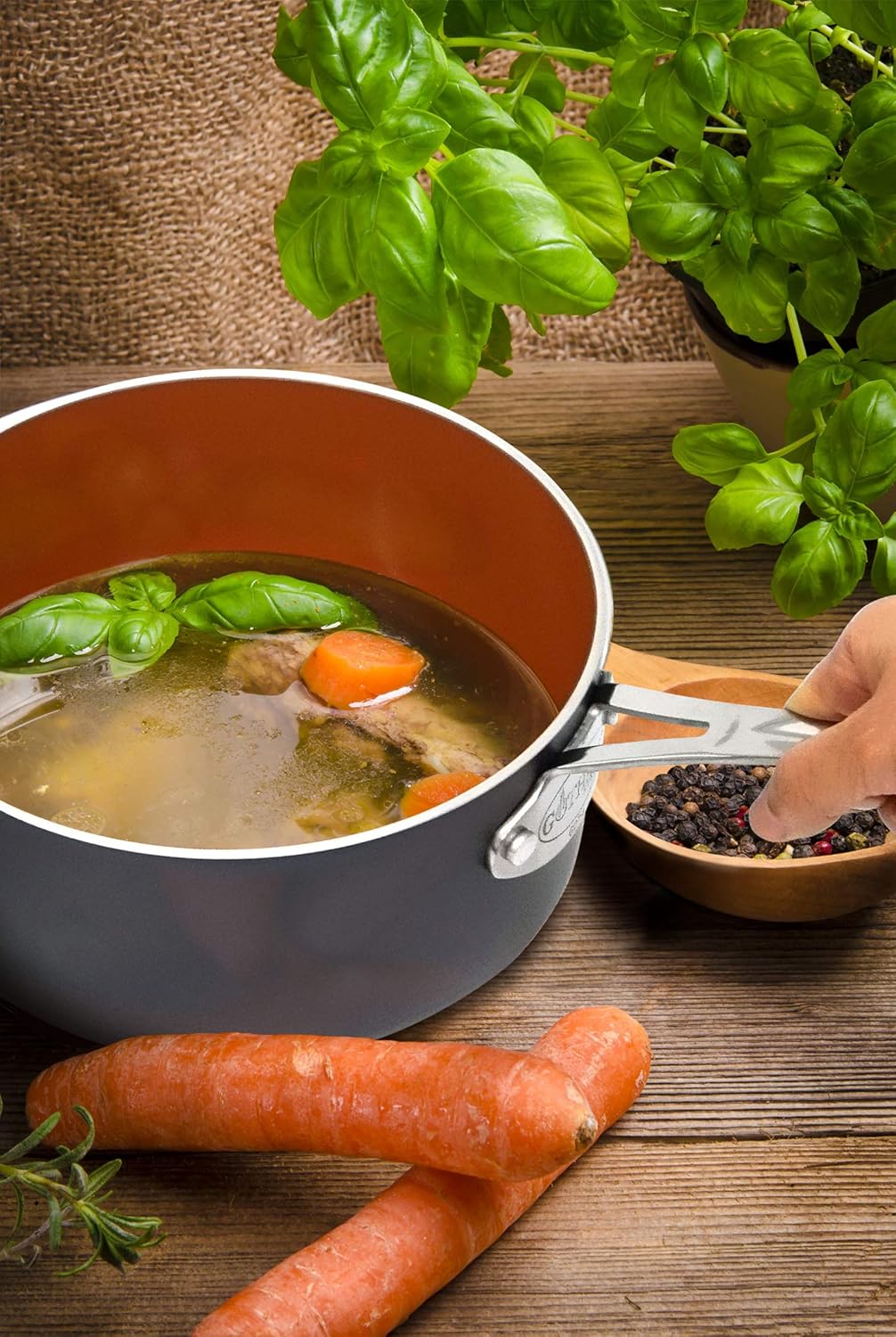 Gotham Steel 15-Piece Titanium and Ceramic Nonstick Copper Frying Pan and Cookware Set – Includes 5 Utensils