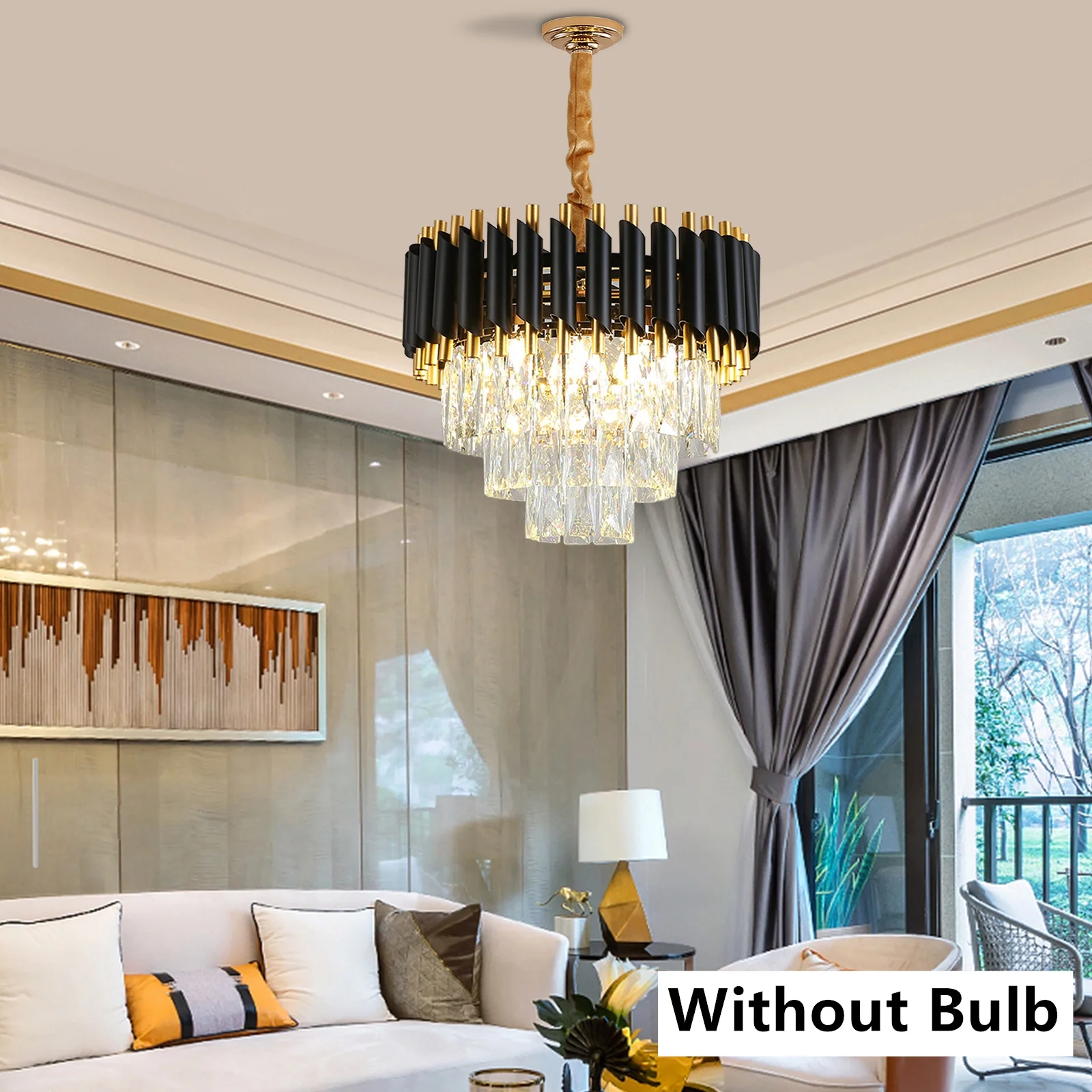 FETCOI Modern Luxury Ceiling light Fixture Crystal Chandelier 4 Tiers for Living Room