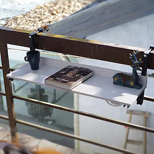 Balcony Desk, Balcony Bar Table For Railings,80*26cm/31.4*10.2in,outdoor Bar Table,foldable Outdoor Side Table,Folding Space Saving Serving Desk,Wall-Mounted Side Tables For Patio ( Color : Wood color