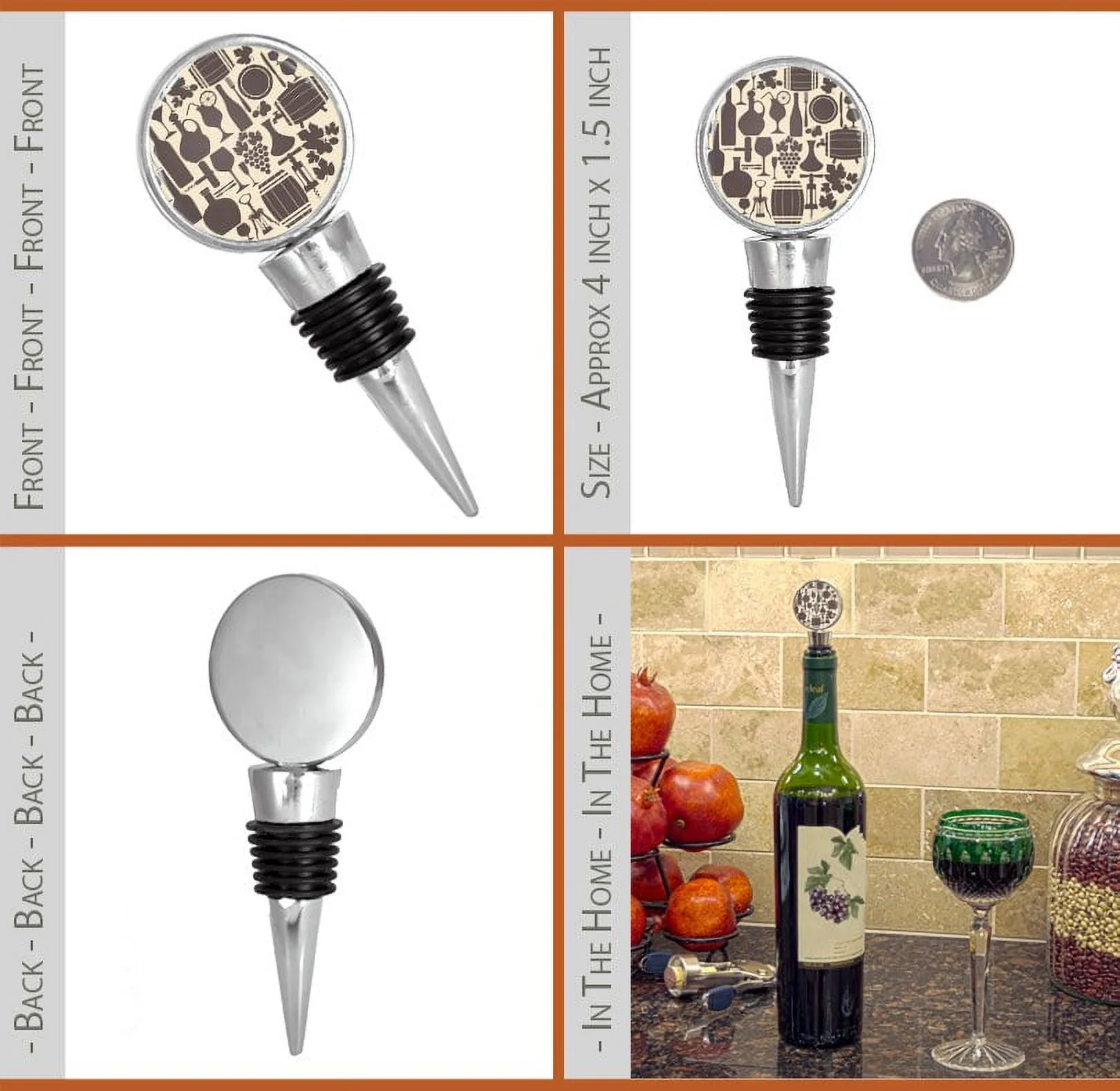 Wine Lover Elements Composed of Wine Glasses, Barrels, and Openers Wine Stopper