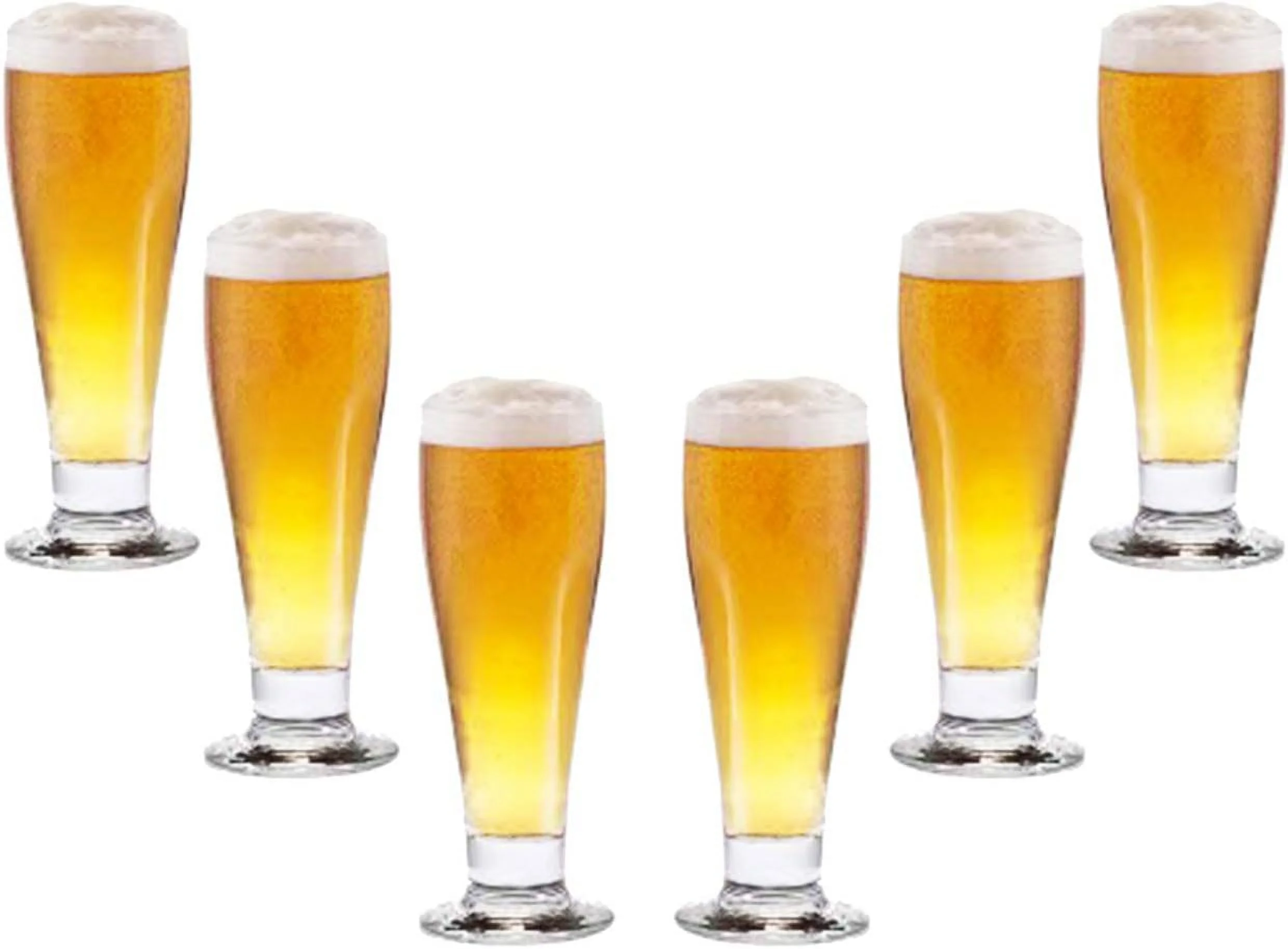Pilsner Glasses Set 10.5 Oz, Modern Clear Party Glassware Set Of (6)
