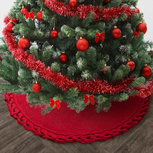 Mr. Pen- Christmas Tree Skirt 48 inches, Knitted Christmas Skirt Tree, Xmas Tree Skirt