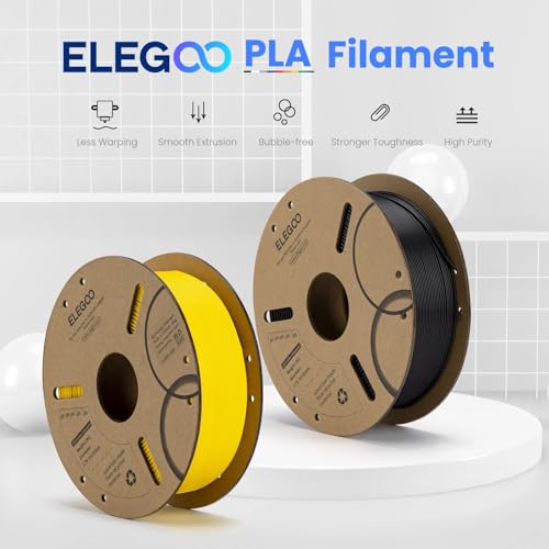 ELEGOO PLA Filament 1.75mm Black 4KG, 3D Printer Filament Bulk Dimensional Accuracy +/- 0.02mm, 4 Pack 1kg Cardboard Spool(2.2lbs) 3D Printing Filament Fits for Most FDM 3D Printers