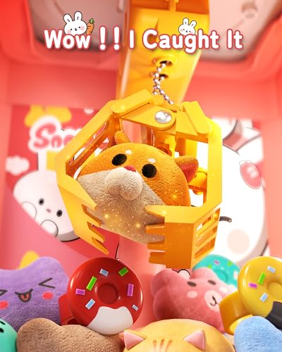 Rabbit Claw Machine for Kids, Mini Vending Machine with Game Coins & Music, Prize Dispenser Toys for Girls and Boys, Electronic Claw Game Machine for Party Birthdays, Includes 30 Mini Toys