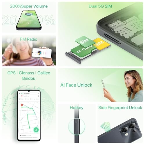 UMIDIGI G9 5G Cell Phone, Android 14 Unlocked Phones, 12(6+6) GB +128GB/1TB TF Expand, 5G Dual SIM, 50MP Camera, 6.75