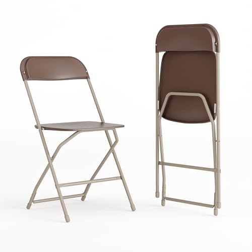 EMMA + OLIVER Set of 2 Plastic Folding Chairs - 650 LB Weight Capacity Lightweight Stackable Folding Chair in White