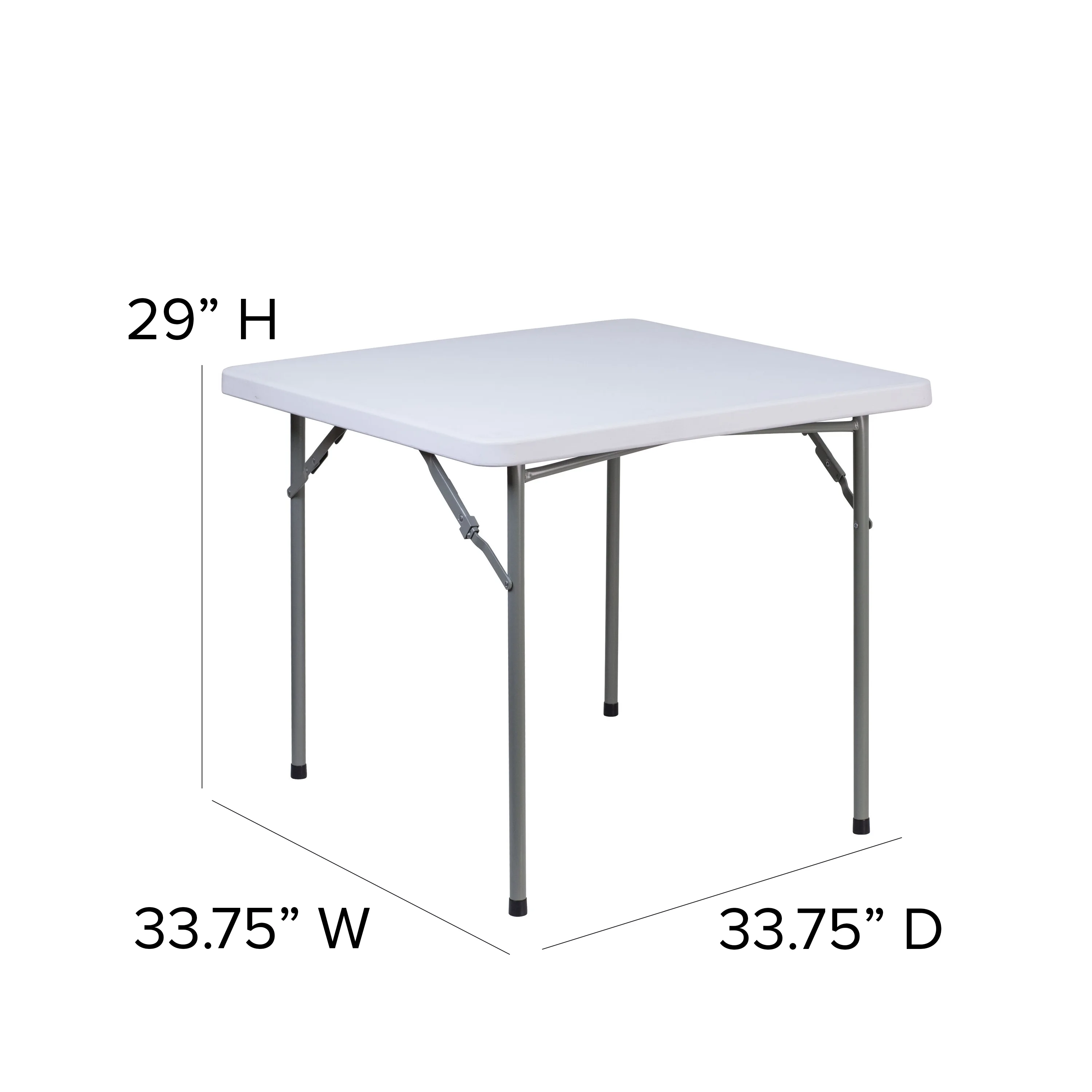 BizChair 2.81-Foot Square Granite White Plastic Folding Table