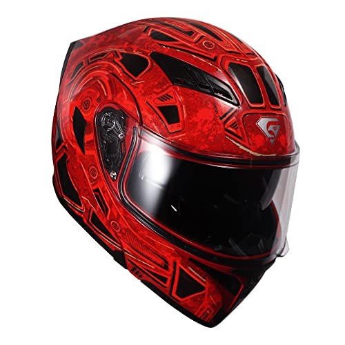 KYPARA Motorcycle Dual Visor Flip up Modular Full Face Helmet with DOT Certification of Impressionism