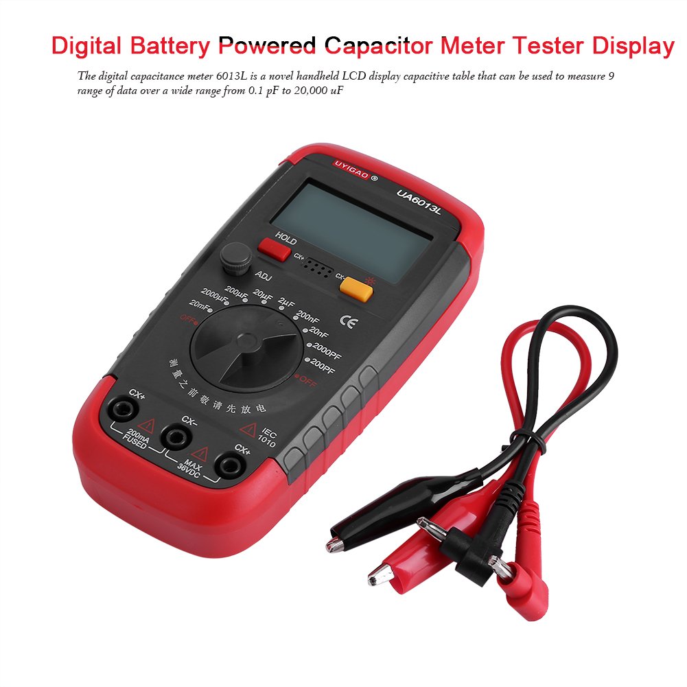 Digital Capacitance Meter, Capacitor Pro Tester 0.1pF - 20000uF with LCD Backlight Max 1999 Display