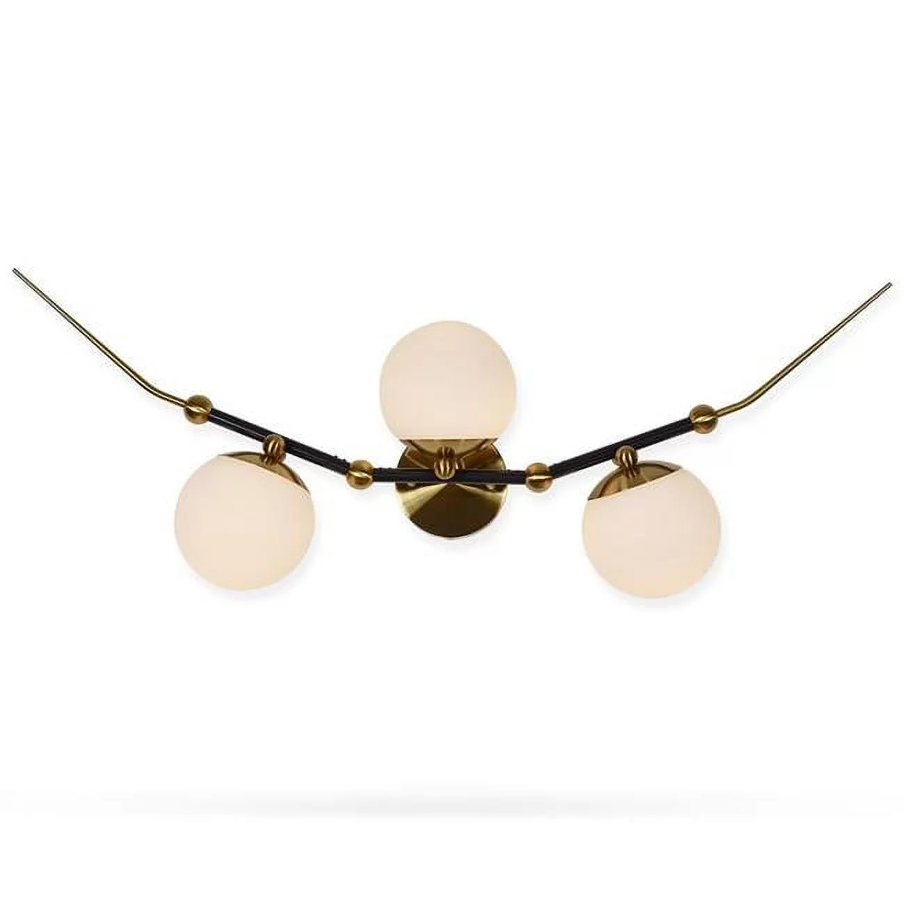 39 in. Chianti  Integrated LED Wall Sconce Lighting Fixture with 3 Glass Shade in Antique Brass