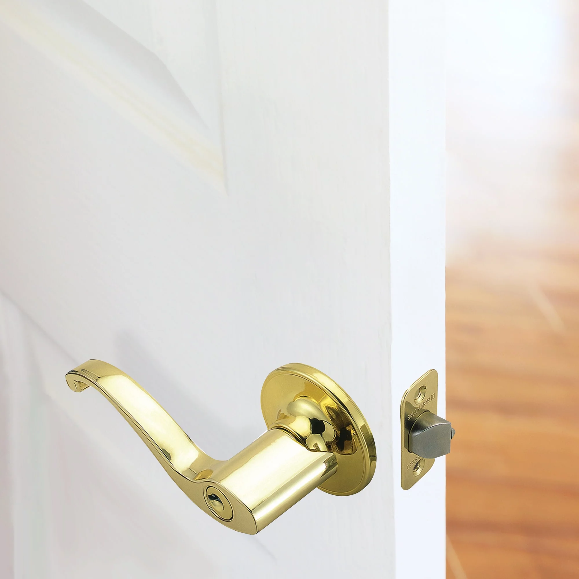 Design House 784892 Scroll Entry Door Lever Adjustable Backset Polished Brass