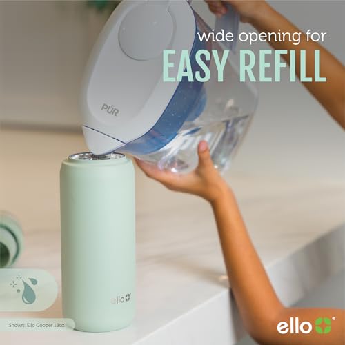 Ello Cooper 32oz Stainless Steel Water Bottle with Straw and Carry Handle, Double Walled and Vacuum Insulated Metal, Leak Proof Locking Lid with Soft Silicone Spout, Reusable, BPA Free, Yucca