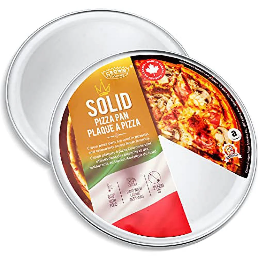 Crown Pizza Pan 10 inch, 2 Pack, Sturdy, Rust Free, Pure Aluminum, Made in Canada
