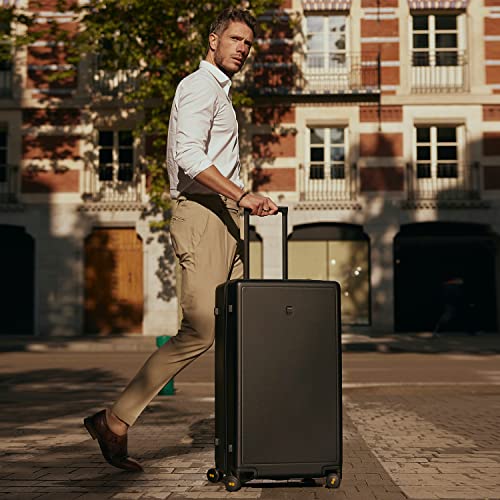 LEVEL8 Hard Shell Carry on Luggage Airline Approved, Carry-on Suitcases with Wheels, Lightweight Luminous Textured Hardside Travel Bag with Tsa Lock, 20 Inch, Black