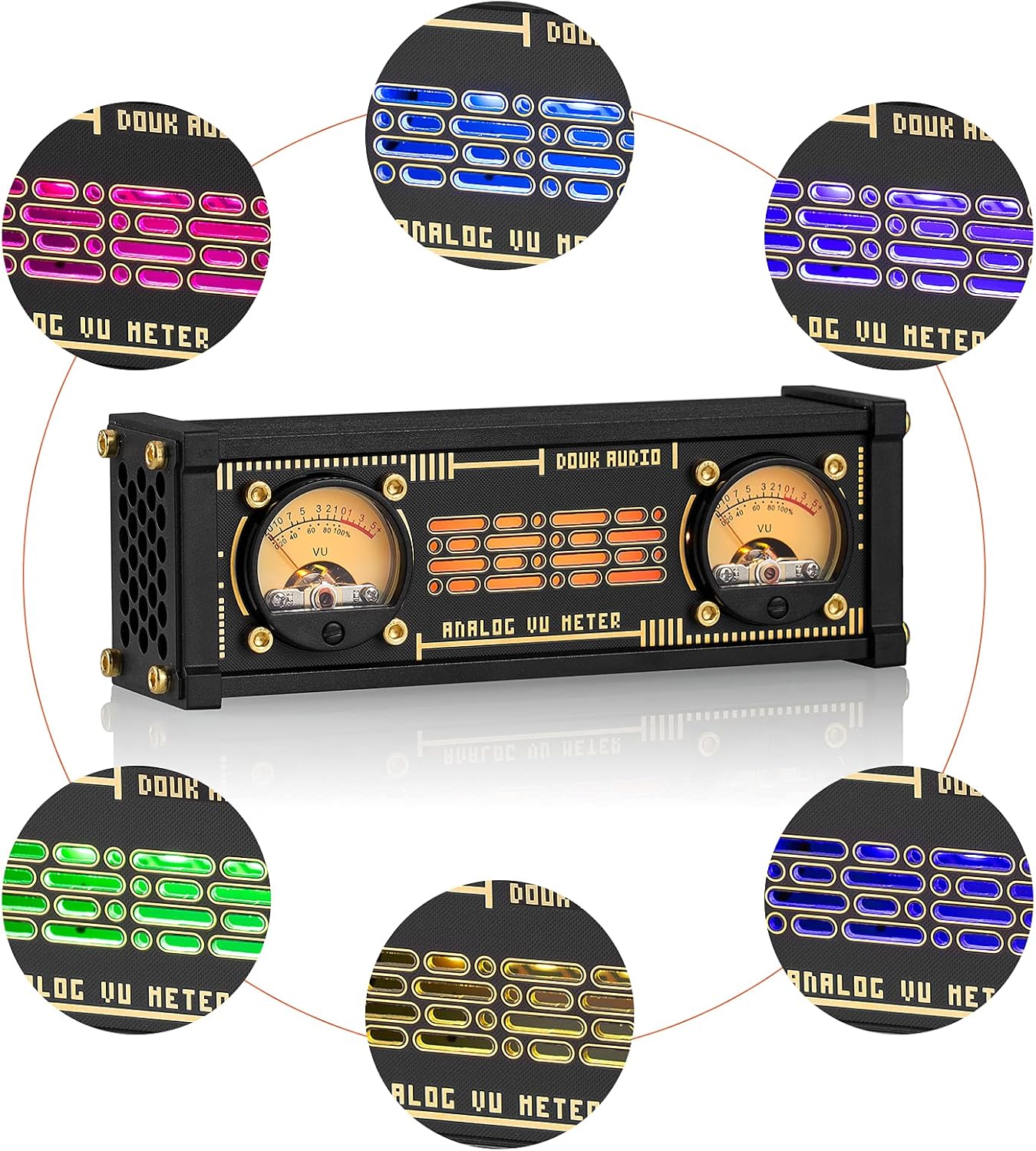 Retro Dual Analog VU Meter RGB Sound Level Indicator DB Panel Display